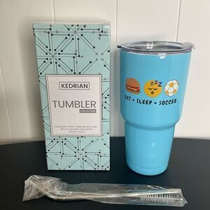 Kedrian 30 Pumce Tumbler Eat Sleep Soccer Blue Stainless Steel 30 ounce New